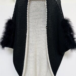 Loewe Black and White Teddy Jacket with Fur Sleeves